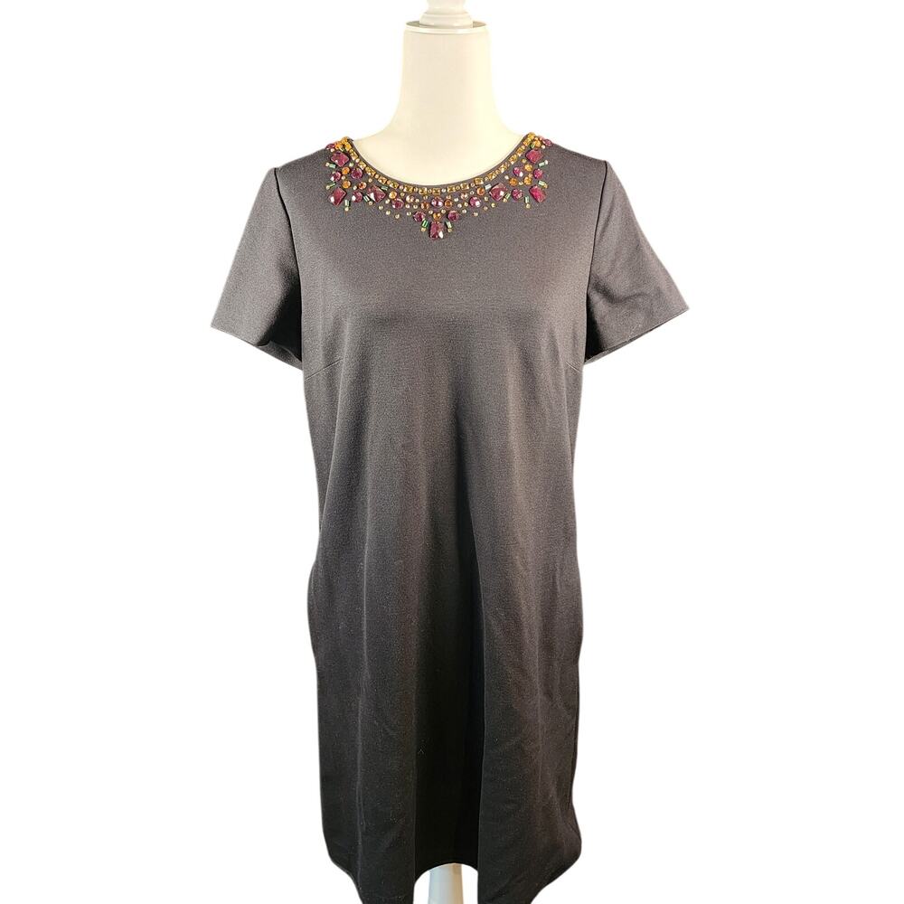 Kate Spade cotton-blend shift dress with jeweled neckline